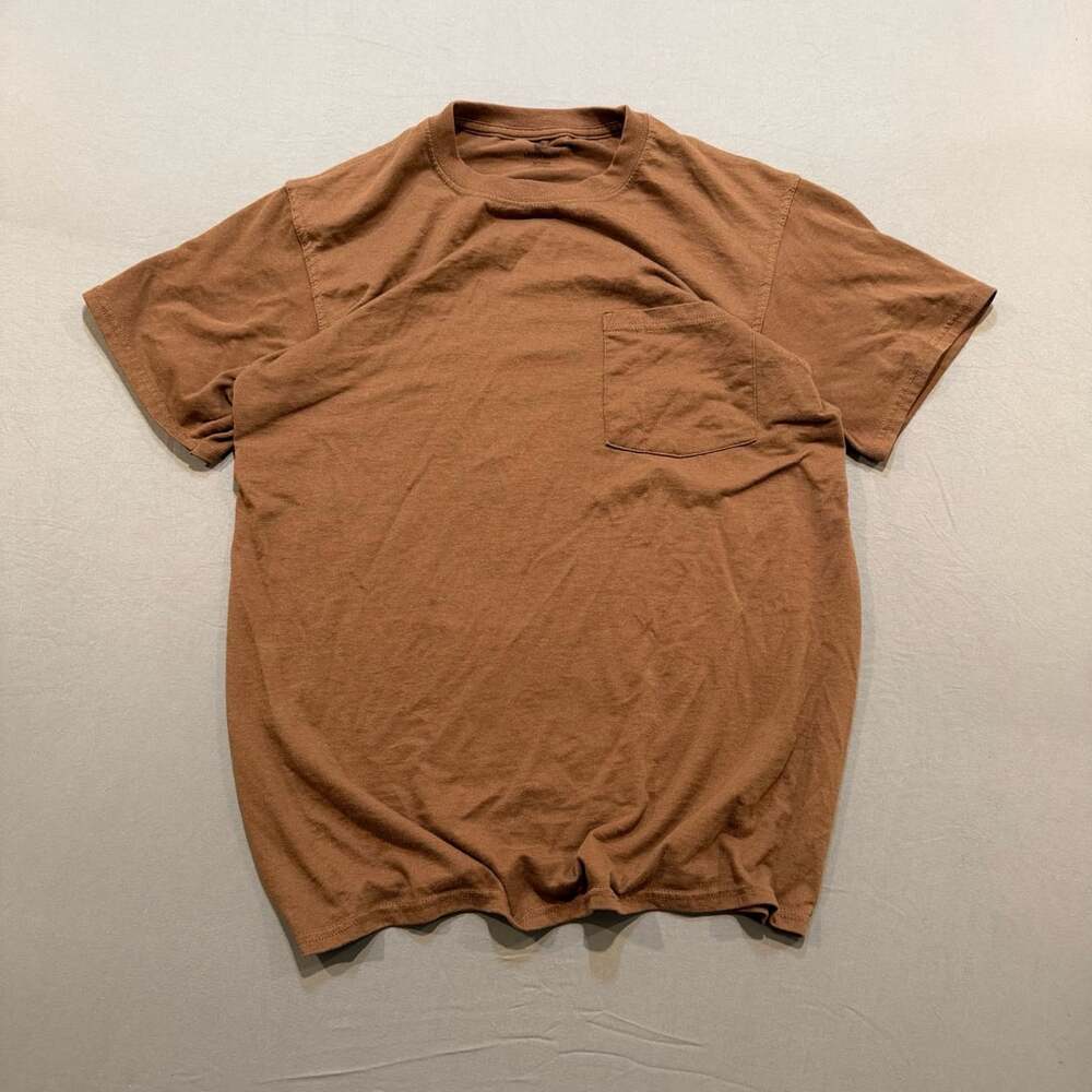 Hanes Workwear Brown Short Sleeve Pocket T-Shirt Medium